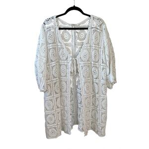 Solitaire White Boho Crochet Cardigan Coverup